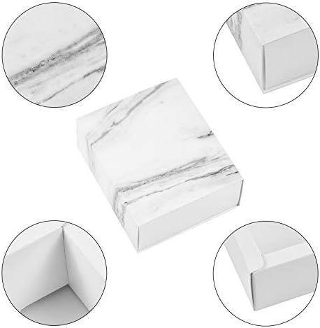 BENECREAT 16 Pack Marble White Kraft Paper Drawer Box 12.4x10.7x4cm Rectangle Gift Wrapping Boxes Soap Jewelry Candy Packaging Box for Wedding Birthday Party Favors