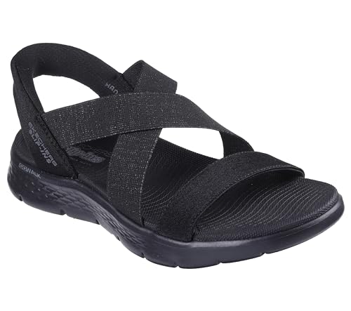 Skechers Go Walk Flex Sandal-Glimmer Up Hands Free Slip-ins, Sandalia Mujer, Negro, 35 EU