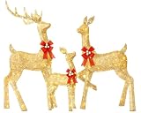 Jingle Joy Gold – 3-Piece Lighted Deer Family (5ft Set)