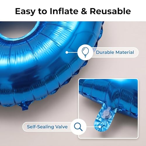 Image of YPSelected 32 Inch Large Foil Helium Number Balloon Birthday Wedding Party 0-9 (Blue, 6)