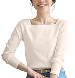 [神戸レタス] tシャツ 長袖 トップス レディース ロンT ティーシャツ カットソー リブTシャツ 仕事 通勤 オフィスカジュアル オフィス きれいめ シンプル 透けにくい ベーシック 秋 秋服 冬 冬服 春 春服 20代 30代 40代 [C3655] S newスクエアネック エクリュ