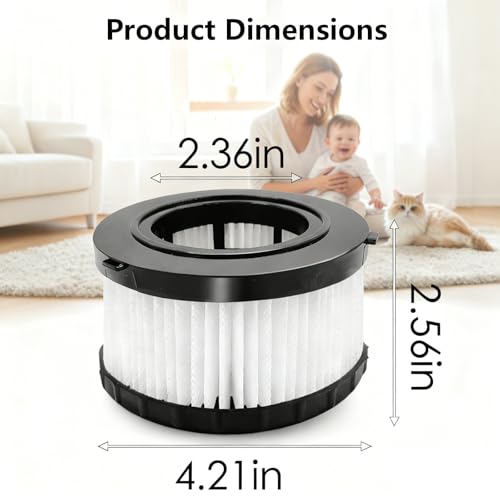 DC5151H DC515 HEPA Filter Replacement Compatible with DEWALT DCV515 DCV517 DCV517B Wet Dry Vacuum, 2 packs of vacuum filters and 1 brush by Wilsnsun - Image 2