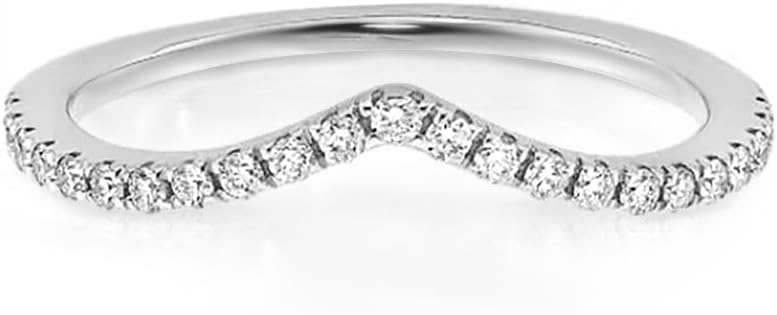 Samie Collection 18K Gold Plated Wishbone V Shape Ring for Women, Stackable Cubic Zirconia Chevron Ring, Promise Engagement Wedding Band, Yellow Gold/White Gold/Rose Gold Plated, Size 5-10