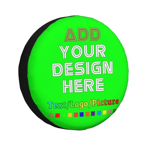 Image of Custom Spare Tire Cover with Picture, Customize Wheel Cover with Logo Personalized Waterproof Dust-Proof Polyester Tire Protectors for Trailer RV SUV All Vehicle, Lime