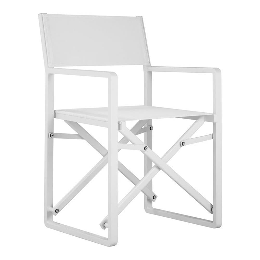Pemberly Row Aluminum Patio Directors Chairs in White (Set of 2)