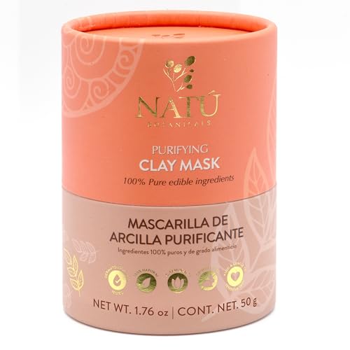 NATÚ BOTANICALS Purifying Bentonite Clay Mask – Deep Pore Cleansing,