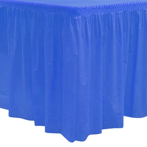 Party Essentials Heavy Duty Disposable Plastic Table Skirt, 1-Count, 29" W x 14' (168") L, Royal Blue