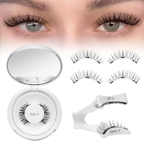 Higu clace Magnetic-Eyelashes with Applicator Natural Magnetic Eye Lash No Glue or Eyeliner Needed Easy to Wear and Remove(Style H4)