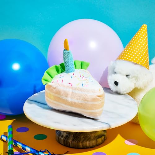 Image of Thoughtfully Pets Dog Birthday Cake and Plush Toy Set, Mini Cookie Cake Treat with Birthday Banner Decoration, Puppy Party Celebration Gift, Hand Decorated Hollow Biscuit Treat for Dogs