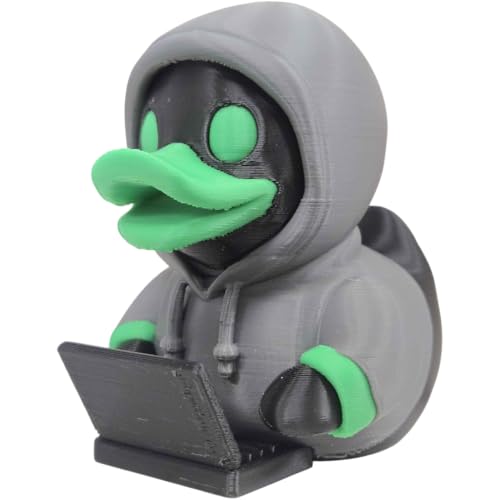 Computer Hacker Duck Figurine – Funny Tech Duck in Hoodie