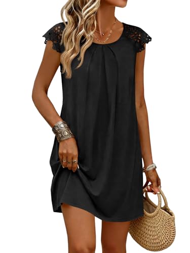 Image of Wenrine Womens Tshirt Nightgown Short Sleeve Soft Sleepwear Casual Sleep Dress with Pockets