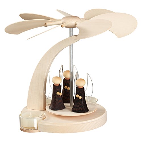 Seiffener Volkskunst Pirámide de Navidad Arco piramidal, un Piso, 18 cm. de Alto, Natural, Original de los Montes Metálicos (Erzgebirge) Arte Popular de la Ciudad de Seiffen SV 16256