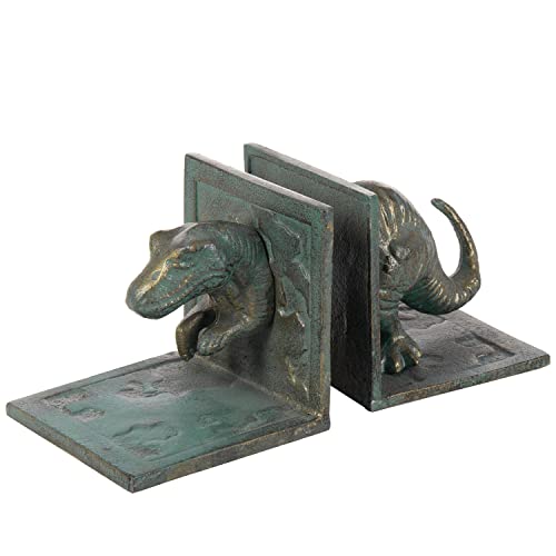 Mygift Dinosaur Bookends, Vintage Cast Iron Tyrannosaurus T-Rex Shaped Design Decorative Book Holder Support, 2 Piece Set #TOP5