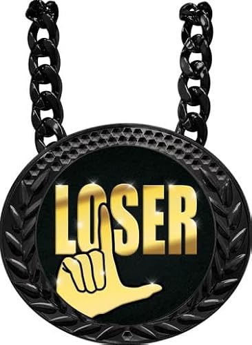 Crown Awards Champion Chain Medal, 6" Black Loser Gag Medal Trophy Award