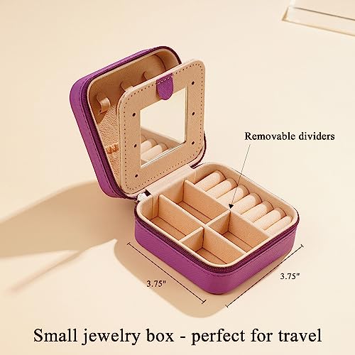 Parima Travel Jewelry Case For Girls, B Initial Jewelry Box | Small Jewelry Box | Teen Girl Gifts For Teenage Girls | Birthday Gifts For Girls | Travel Gifts For Girls | Travel Jewelry Organizer-Purple #TOP2