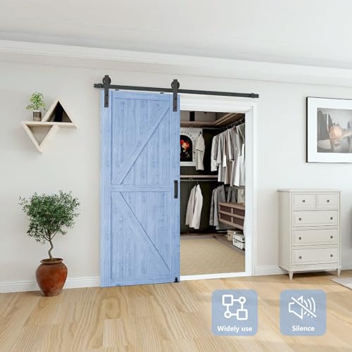 Barn Door Hardware Kit 6FT Heavy Duty Sliding Door Track Kit with Floor Guide and 2 Handles, Smoothly Hardware Kits for Interior and Exterior Fit 34"-36" Wide Door Panel (J Shape Hanger) by Arti-Life - Image 5