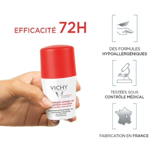 Vichy - Stress Resist 72h Roll-On - Traitement intensif anti-transpirant - Déodorant et Anti-Transpirant Aisselles - Lutte contre les Odeurs et l'Humidité - Tolérance Optimale - Pour Peaux Sensibles