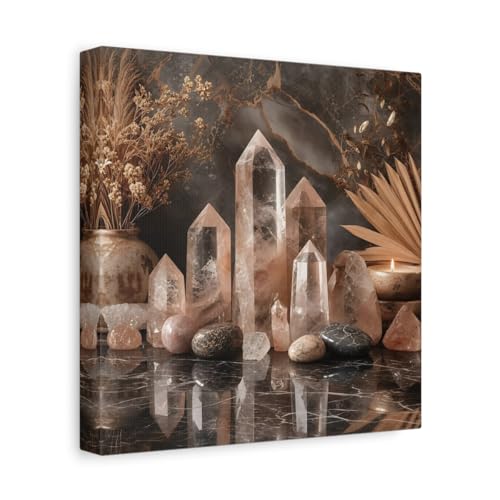 Toile canvas Nature Crystals rose et marron décoration murale