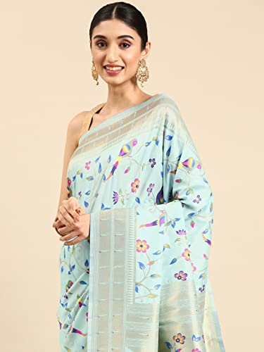 Panzora sky blue kanchipuram silk saree – image 5