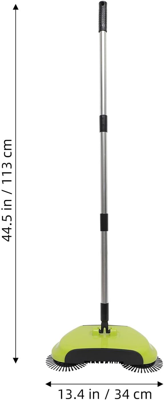 Manual Floor Sweeper Push Broom Dustpan Trash Bin Pet Roller Brush 360° Rotating Mop for Hard Flat Floors