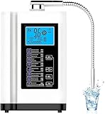 Memykoy Ionizzatore per Acqua alcalina LCD da 3,8 Pollici, purificatore PH3,5-10,5, Filtro per Acqua Potabile alcalina acida Domestica, 8000 Litri per Filtro, Comando vocale Intelligente White
