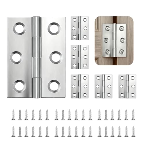 6 Pièces Charniere Porte, Charnière Inox 304, Gond Porte, Charnière Invisible et Robuste pour Meubles et Aménagement Intérieur/Extérieur, pour Portes, Fenêtres, Placards, Tiroirs