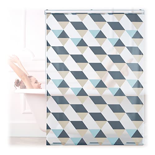 Relaxdays Shower Roller Blind Duschrollo, 120x240 cm, Dreieck Muster,...