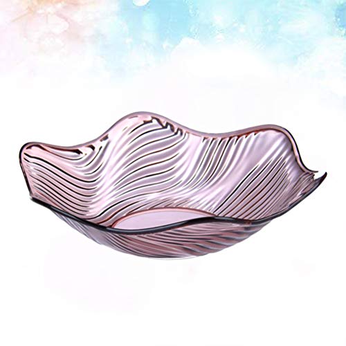 Doitool Salad Bowl For Lunch Plastic Crystal Fruit Plate Flower Design Snack Nut Dish Wave Edge Candy Holder Salad Bowl For Home (Purple) #TOP7