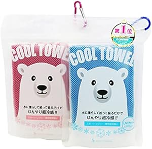 サイキョウ・ファーマ クールタオル シロクマ ブルー&ピンク 2個セット 冷感タオル 熱中症対策 UVカット