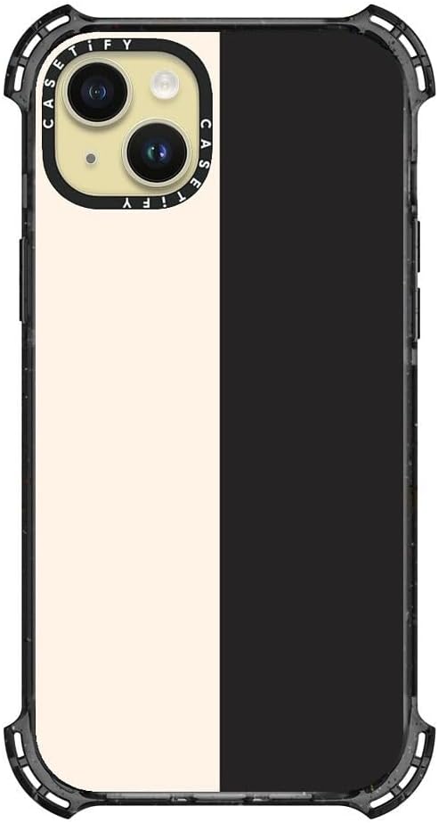 CASETiFY Bounce Case for iPhone 15 Plus [6X Military Grade Drop Tested / 21.3ft Drop Protection/Compatible with Magsafe] - White/Black Colorblock - Clear Black