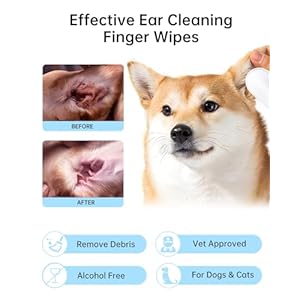 Dog Ear Wipes Finger, Ear Cleaner Finger Wipes for Ear Wax, Debris, Deodorizes, Ear Finger Wipes for Dogs & Cats, Relieve Ear Itching & Inflammation, Natural Pet Ear Wipe for Dog, 50 Count Dog Ear Wipes Finger, Ear Cleaner Finger Wipes for Ear Wax, Debris, Deodorizes, Ear Finger Wipes for Dogs & Cats, Relieve Ear Itching & Inflammation, Natural Pet Ear Wipe for Dog, 50 Count