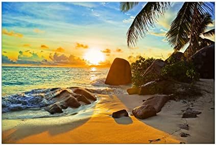XXMWallArt FC1369 Canvas Wall Art Tropical Beach at Sunset Seascape Picture Paintings Artwork Prints Framed Ready to Hang for Home Office Bedroom Living Room Bathroom Kitchen Wall Decor