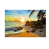 XXMWallArt FC1369 Canvas Wall Art Tropical Beach at Sunset Seascape Picture Paintings Artwork Prints