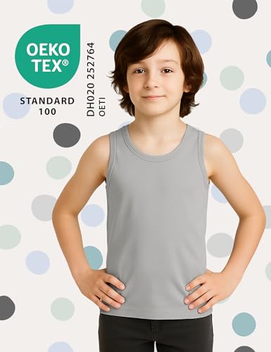 ALPIDEX Jungen Unterhemd 5er Set 100% Baumwolle Tank Top Trägertop Bequeme Classic Achselhemden Ärmellose Kinder Unterhemden, Größe:152-158, Farbe:Water