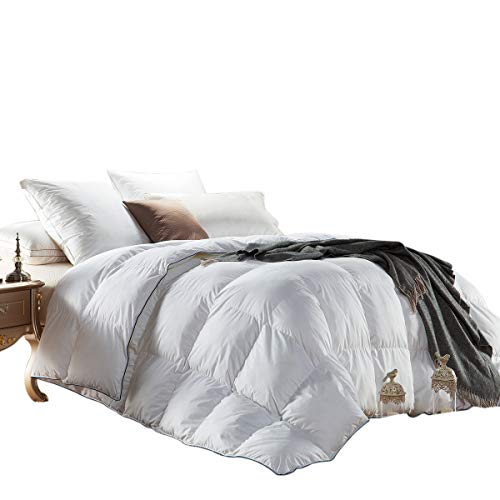 WENERSI Premium Down Comforter King Size,Duvet Insert 1000TC - 100% Cotton Cover with Ultra Fresh, 750+ Fill Power,White Solid