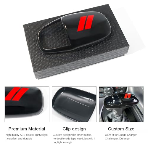 REMOCH Gear Shift Knob Head Cover for Dodge Charger Accessories 2015-2023 Challenger 2015-2024 Durango 2016-2026 ABS Interior Shell Insert Decoration Protector (Red Trim) by REMOCH - Image 4