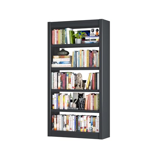 OSEILLC Bookshelf, 5-Tier Bookcase, Modern Bookshelves with Adjustable Shelves, Book