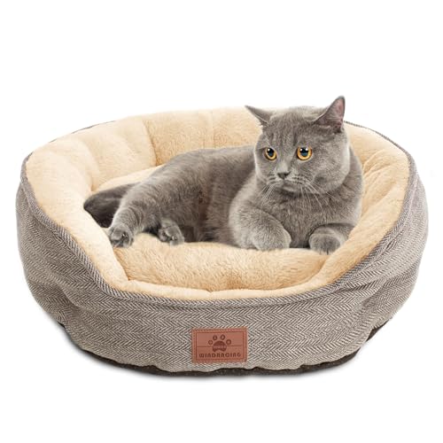 WINDRACING Cat Beds for Indoor Cats, Dog Bed for Small Dogs Breeds, Soft Kennel Bed, Comfy Durable Pet Sleeping Bed, Washable Roun Cat Bed & Non-Slip Bottom, Size 21
