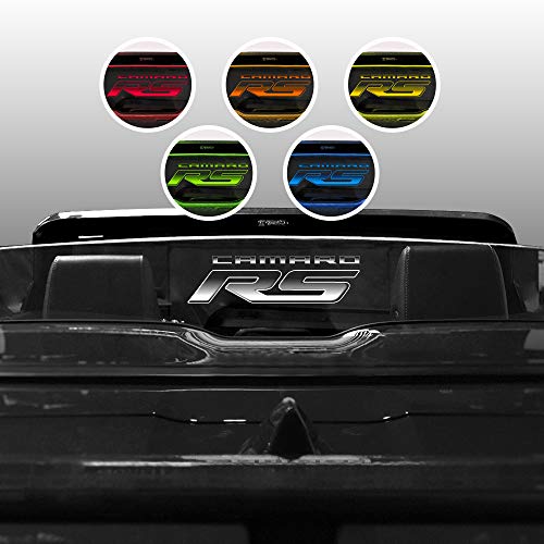 Windrestrictor LED Wind Deflector compatable with 2016 - Present Camaro Convertible with Illuminated Laser Etched Graphic (Camaro RS Graphic, Color Changing)