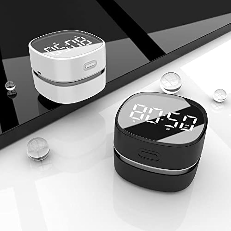 ODISTAR Counter Vacuum Cleaner,Mini Table dust Sweeper Energy with Digital Timer,Endurance up to 400 mins,360o Rotatable for Cleaning Rubber shavings,Crumbs Keyboard of Gifts for Kids(Black)