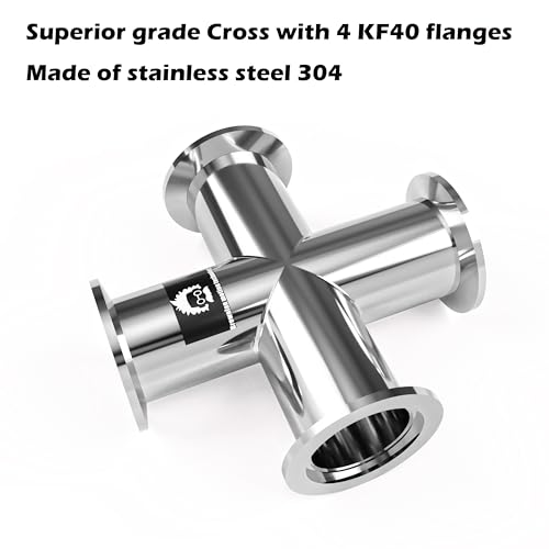 Image of bmotiontech superior Grade - Cross 4-Ways KF40 Flange Vacuum Adapter, All Ends with KF-40 (NW-40) Flange, Made of Stainless Steel 304, high Vacuum (KF40 cross)
