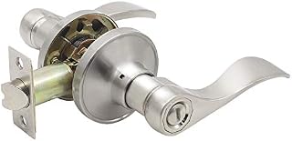 Probrico Left/Right Handed Door Lever Handle Privacy Locket Bed/Bath Knob, Satin Nickel Finish