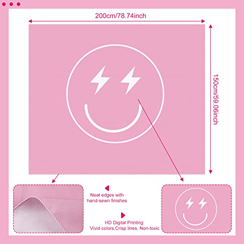 Pink Smile Face Tapestry Cute Preppy Tapestry For Bedroom Teen Girl Preppy Room Decor Aesthetic Wall Tapestry For Teen Girls Hanging College Dorm Decor Oversized Art Tapestry (59 X 51 Inch) #TOP1