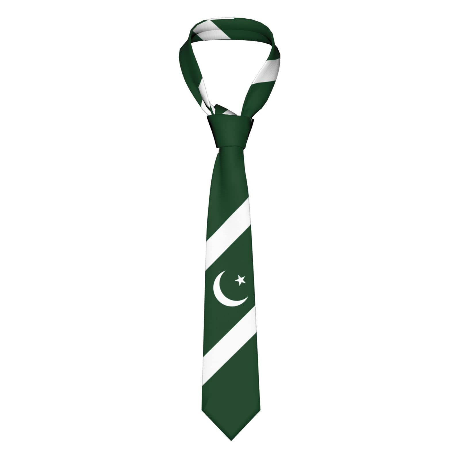 DABOYOZHZH Pakistan Flag Pakistani Striped Necktie Men'S Neck Ties Mens Party Business Neckties Soft Skil Tie