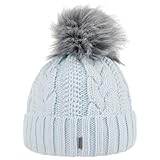 wollmispel Made in Italy McBURN Cable Knit Umschlagm³TZE Bommelm³TZE M³TZE Pudelm³TZE Strickm³TZE Damen - Made in Italy Winterm³TZE Wollm³TZE mit Umschlag, Futter, Futter Winter Herbst-Winter - One Size hellblau