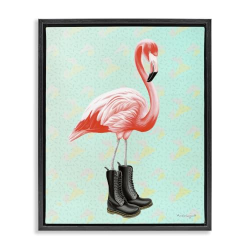 Stylish Flamingo Boots Geometric, 17 x 21 Inch Canvas in Floater Frame