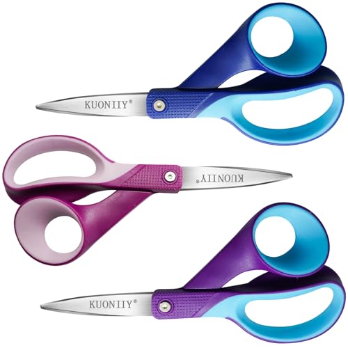 KUONIIY Left Handed Scissors7 Big Kids Scissors for Ages 8+ Real Left Handed for School or Crafting 3 Pack