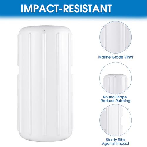 JYINCPED Corner Dock Bumper Fender,Boat Dock Bumpers Corner Fenders,Marine Grade Vinyl,Inflatable Protection Guard,Stainless Steel Mounting Hardware Included,8"x16",2 Pack-White by JYINCPED - Image 3