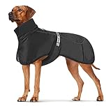 DoggieKit Dog Coats WaterProof Windproof Warm Winter Safe Threaded Reflective Strips Jacket for Medium Large Dogs with Harness Hole Puppy Pet Cold Weather Outfit Clothes Vest (Black, XL)