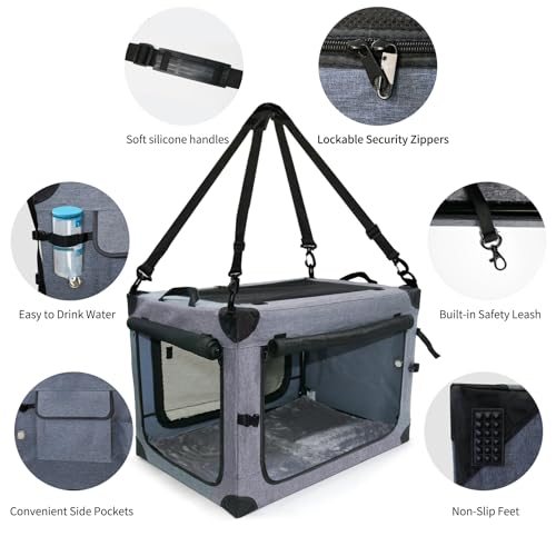 NEZUC Caixas De Transporte Dobráveis Para Cães Grandes, Transportadora Portátil De Viagem Com Latera